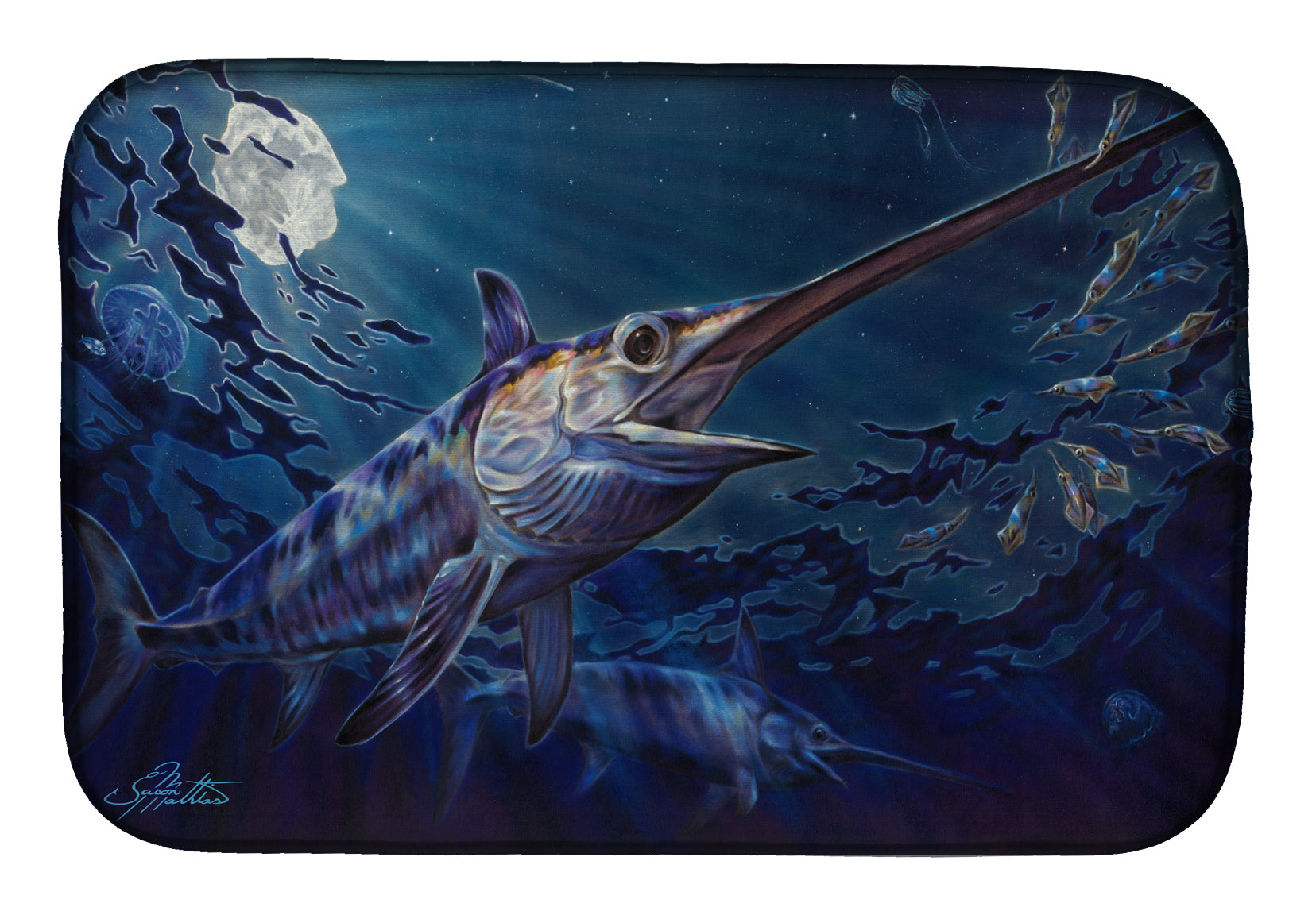Prince Of Darkness Swordfish Dish Drying Mat Absorbent Dish Drying Mat Pad for Kitchen Counter Dish Drainer Mat for Countertop, 14 x 21", Multicolor