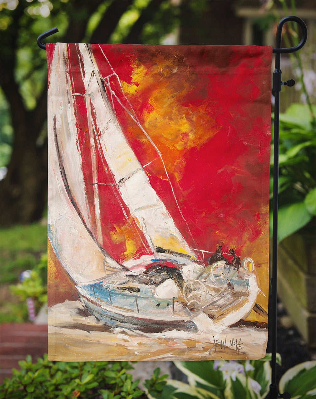 Red Sailboat Garden Flag Mailbox Decorative Yard Banner Outside Patio Artwork for Flower Beds, Garden Size, Multicolor
