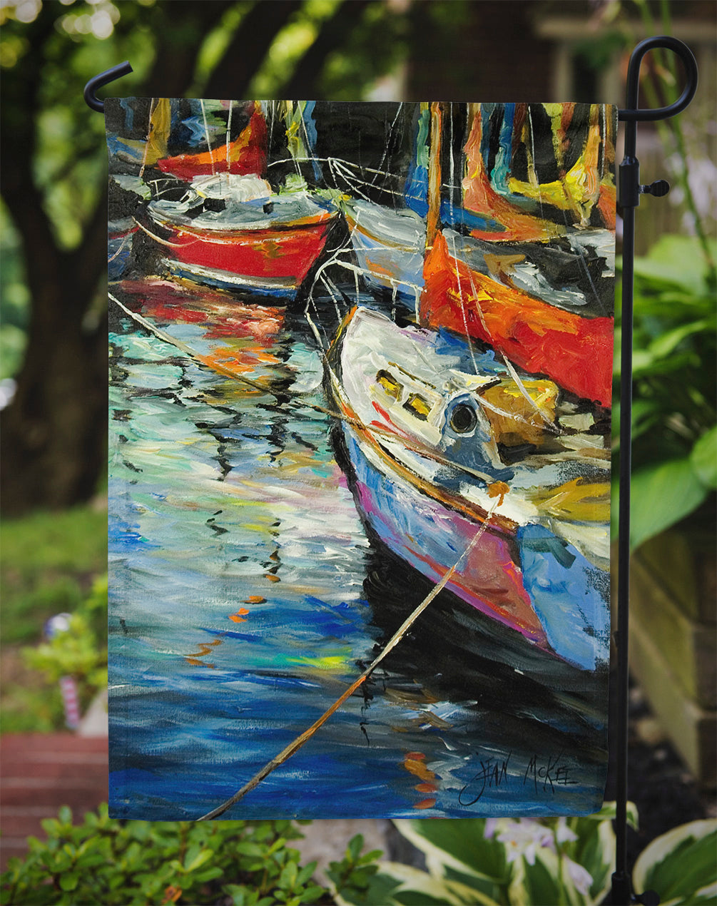 Boat Talk Sailboats Garden Flag Mailbox Decorative Yard Banner Outside Patio Artwork for Flower Beds, Garden Size, Multicolor