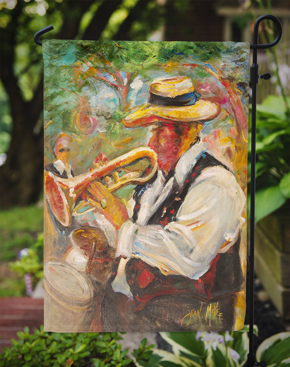 Jazz Trumpet Garden Flag Mailbox Decorative Yard Banner Outside Patio Artwork for Flower Beds, Garden Size, Multicolor