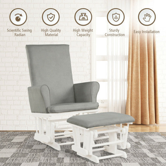 Baby Nursery Relax Rocker Rocking Chair Glider and Ottoman Cushion Set-Pink