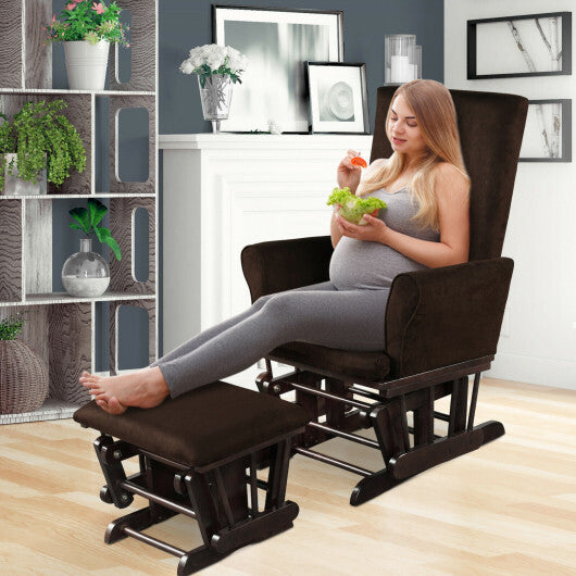 Baby Nursery Relax Rocker Rocking Chair Glider and Ottoman Cushion Set-Pink