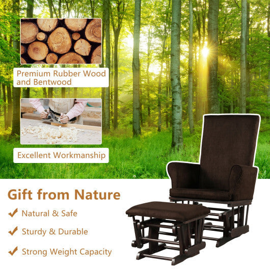 Baby Nursery Relax Rocker Rocking Chair Glider and Ottoman Cushion Set-Pink