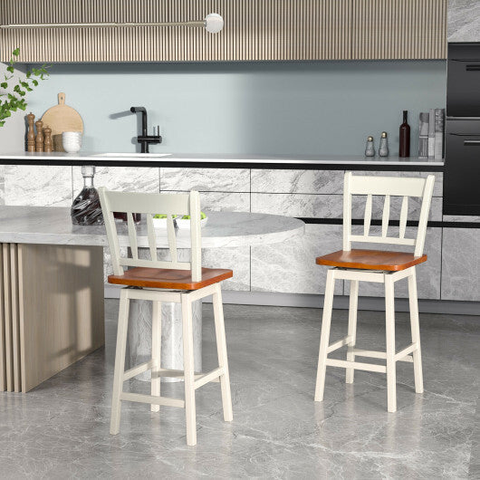24.5 Inches Set of 2 Swivel Bar Stools with 360 Swiveling-Black