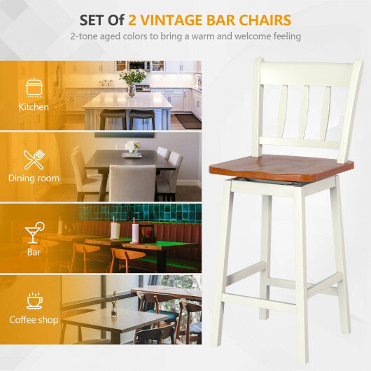 24.5 Inches Set of 2 Swivel Bar Stools with 360 Swiveling-Black