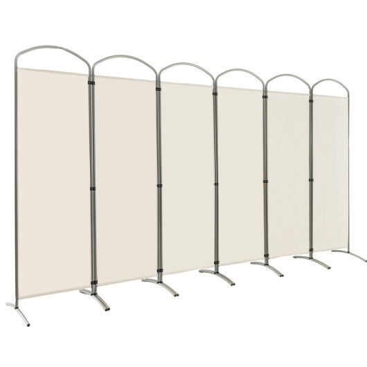 6 Feet 6-Panels Freestanding Folding Privacy Screen-Black
