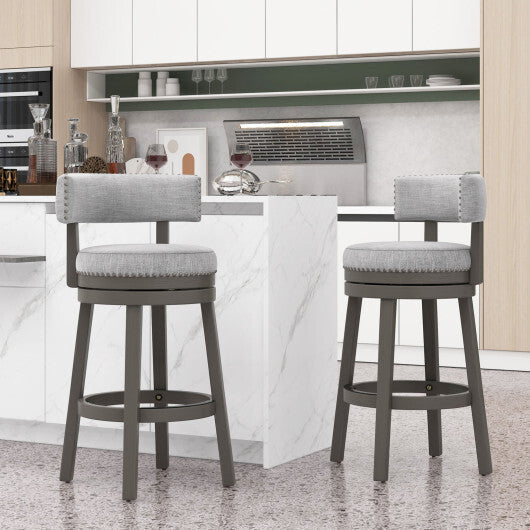 27/31 Inch Swivel Bar Stool with Upholstered Back Seat and Footrest-27 inches
