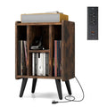 Vinyl Record Storage Turntable Stand with 4 Open Shelves-Gray