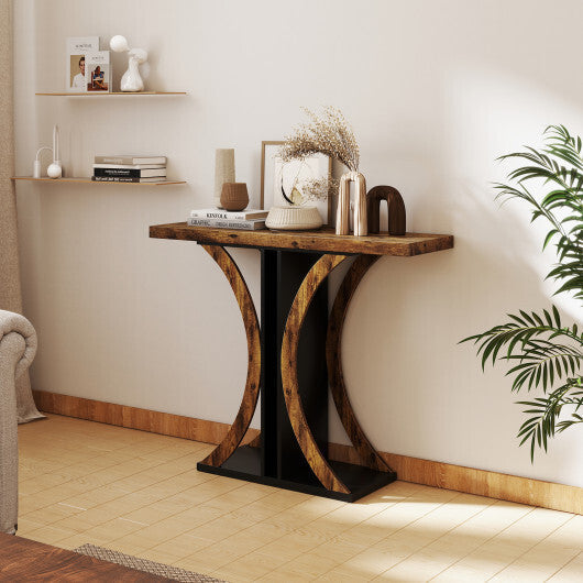 Console Table 39.5 Inch Rectangular Entryway Table with Geometric Frame-Gray