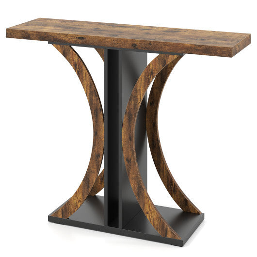 Console Table 39.5 Inch Rectangular Entryway Table with Geometric Frame-Gray