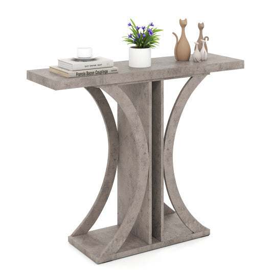 Console Table 39.5 Inch Rectangular Entryway Table with Geometric Frame-Gray