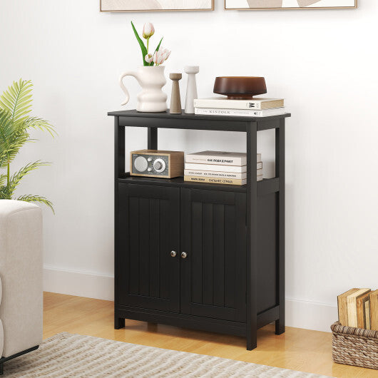 Bathroom Floor Cabinet Freestanding Storage Organizer with Open Compartment-White