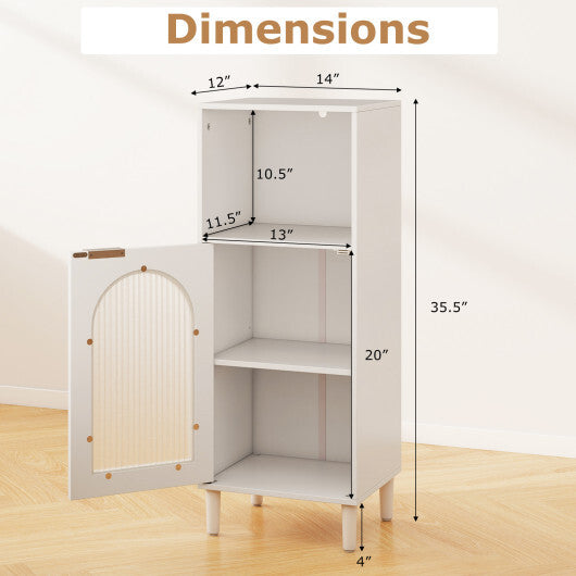 Bathroom Floor Cabinet Wood Side Storage Organizer with Adjustable Shelf-Black