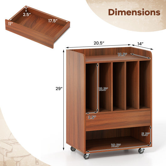 Record Player Stand Turntable Stand with Drawer and Record Holder-White