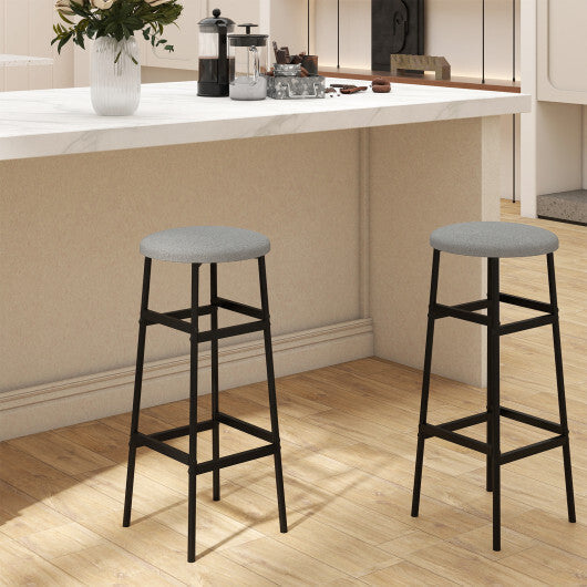 Bar Stools Set of 2 with Sturdy Metal Frame and Footrest-White
