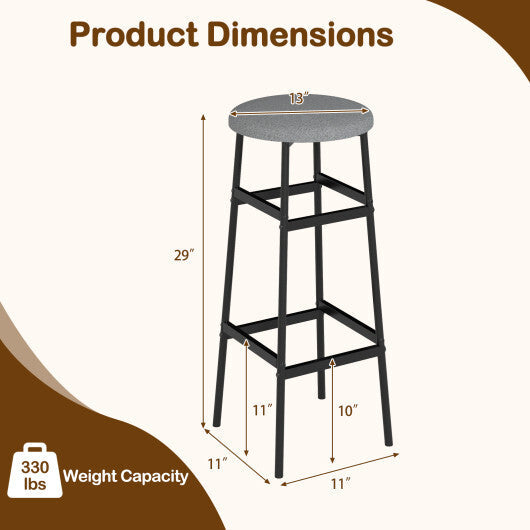 Bar Stools Set of 2 with Sturdy Metal Frame and Footrest-White