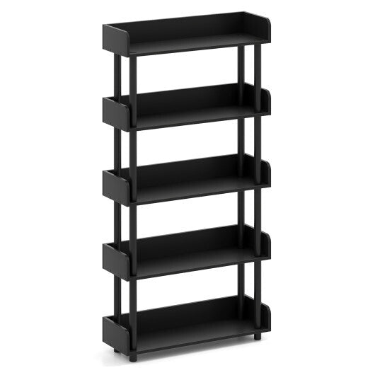 5-Tier Open Bookcase with Industrial Storage Unit-Rustic Brown