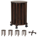 Round Portable Wood Nesting Stools with Locking Casters-Natural