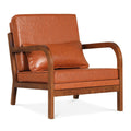 Modern Accent Chair Faux Leather Linen Fabric Upholstered Armchair-Brown