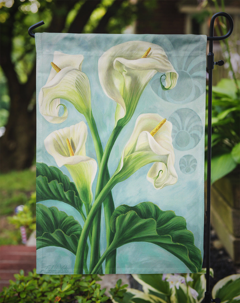 Arum Lilly by Judith Yates Garden Flag Mailbox Decorative Yard Banner Outside Patio Artwork for Flower Beds, Garden Size, Multicolor