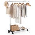 Mobile Garment Rack with Extendable Rods Heavy-Duty Metal Clothes Stand on Wheels