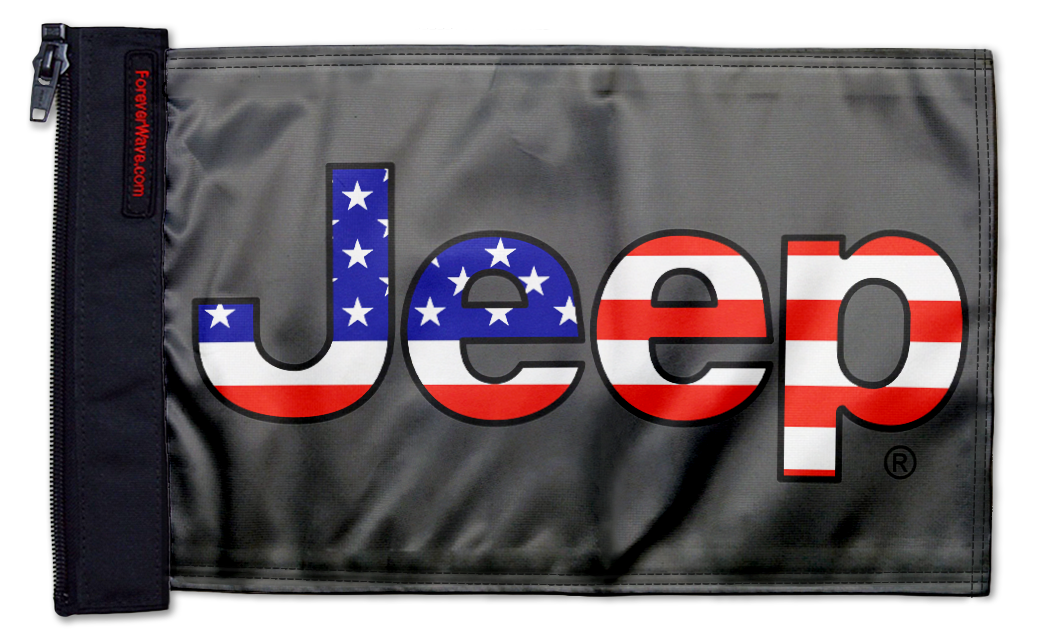 Jeep USA 12"x18" Forever Wave Flag for Jeep Wrangler JLU 4-Door 2018-Present
