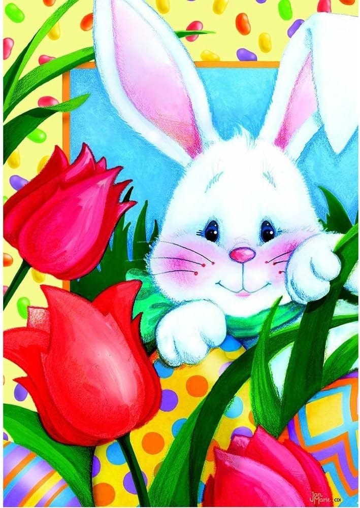 Jelly Bean Bunny Easter Garden Flag 2 Sided