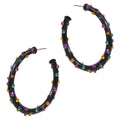 Mardi Gras Rhinestone Embellished Hoop Earrings