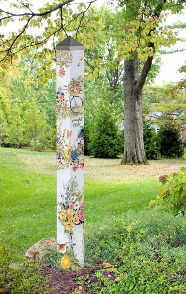 Joyful Garden Art Pole Painted Peace 60 Inches Tall Susan Winget