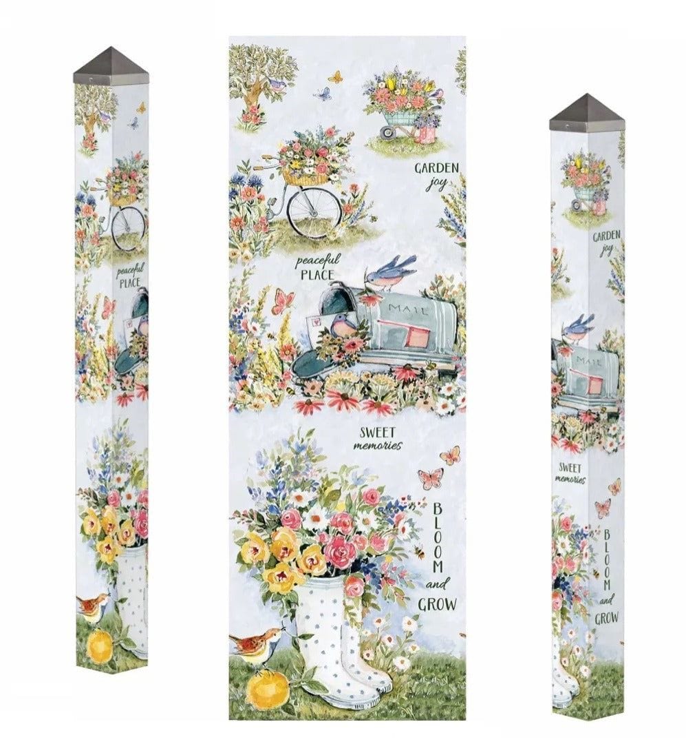 Joyful Garden Art Pole Painted Peace 60 Inches Tall Susan Winget