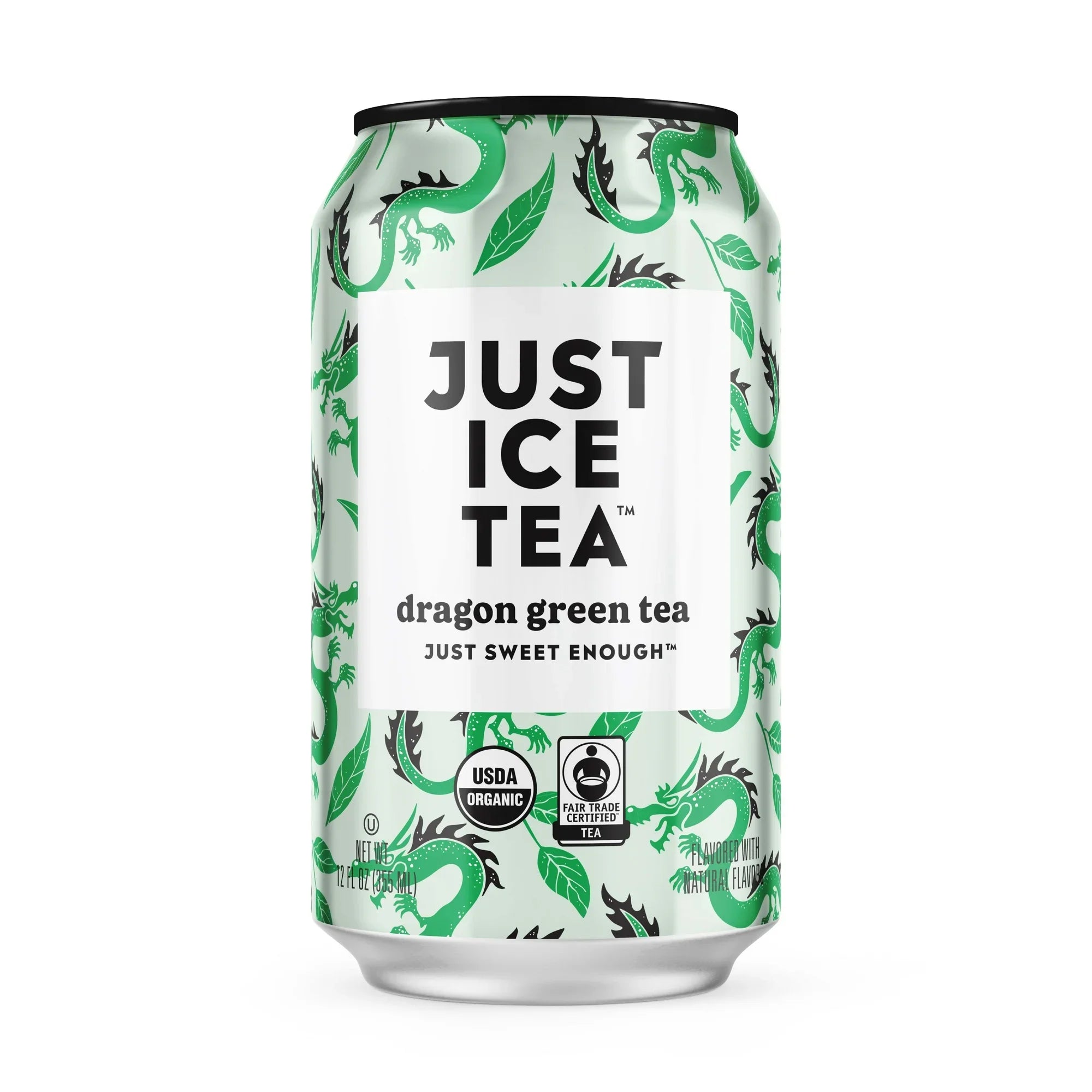 Just Ice Tea - Organic Dragon Green Tea, 12 fl oz (Pack of 12) - Fair Trade Kosher