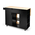 Drop-Leaf Kitchen Island with Rubber Wood Top-White