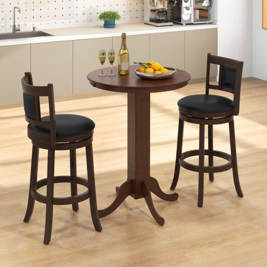 Wood Pub Round Dining Table with Pedestal Base-Gray