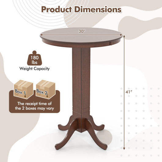 Wood Pub Round Dining Table with Pedestal Base-Gray