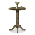 Wood Pub Round Dining Table with Pedestal Base-Gray