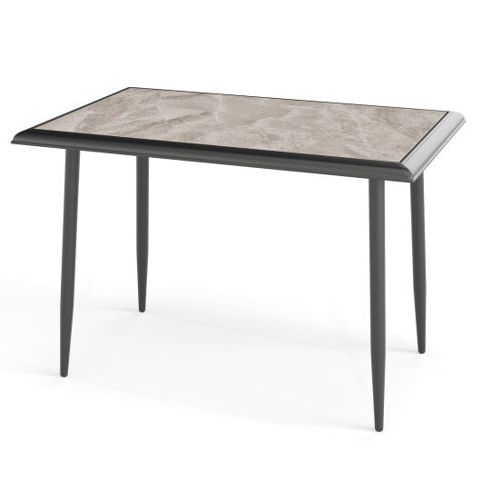 Sintered Stone Dining Table 44" Rectangular Kitchen Table with Metal Frame Indoor Modern Breakfast Table for Living Room Dining Room-Golden
