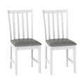 Wooden Dining Chair Set of 2 with Rubber Wood Frame and Padded Seat-White