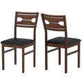 Wooden Dining Chair Set of 2 with PU Leather Padded Seat and Rubber Wood Frame-Walnut