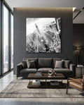 Aerial Black And White Skyline New York Glass Wall Art