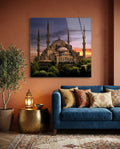Violet Dusk Domes Blue Mosque Glass Wall Art