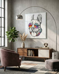 Rainbow Glasses Sketch Bulldog Glass Wall Art
