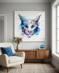Blue Watercolor Sketch Cat Glass Wall Art