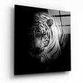 Shadow Tiger Black and White Glass Wall Art