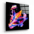 Orange Pink Paint Pour Glass Wall Art