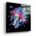 Neon Paint Explosion Glass Wall Art
