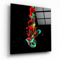 Red and Teal Paint Splash Glass Wall Art