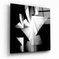 Black and White Angular Architecture Glass Wall Art