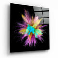 Teal Pink Powder Explosion Glass Wall Art