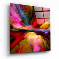 Rainbow Smoke Vortex Abstract Glass Wall Art
