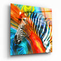 Vibrant Rainbow Zebra Glass Wall Art